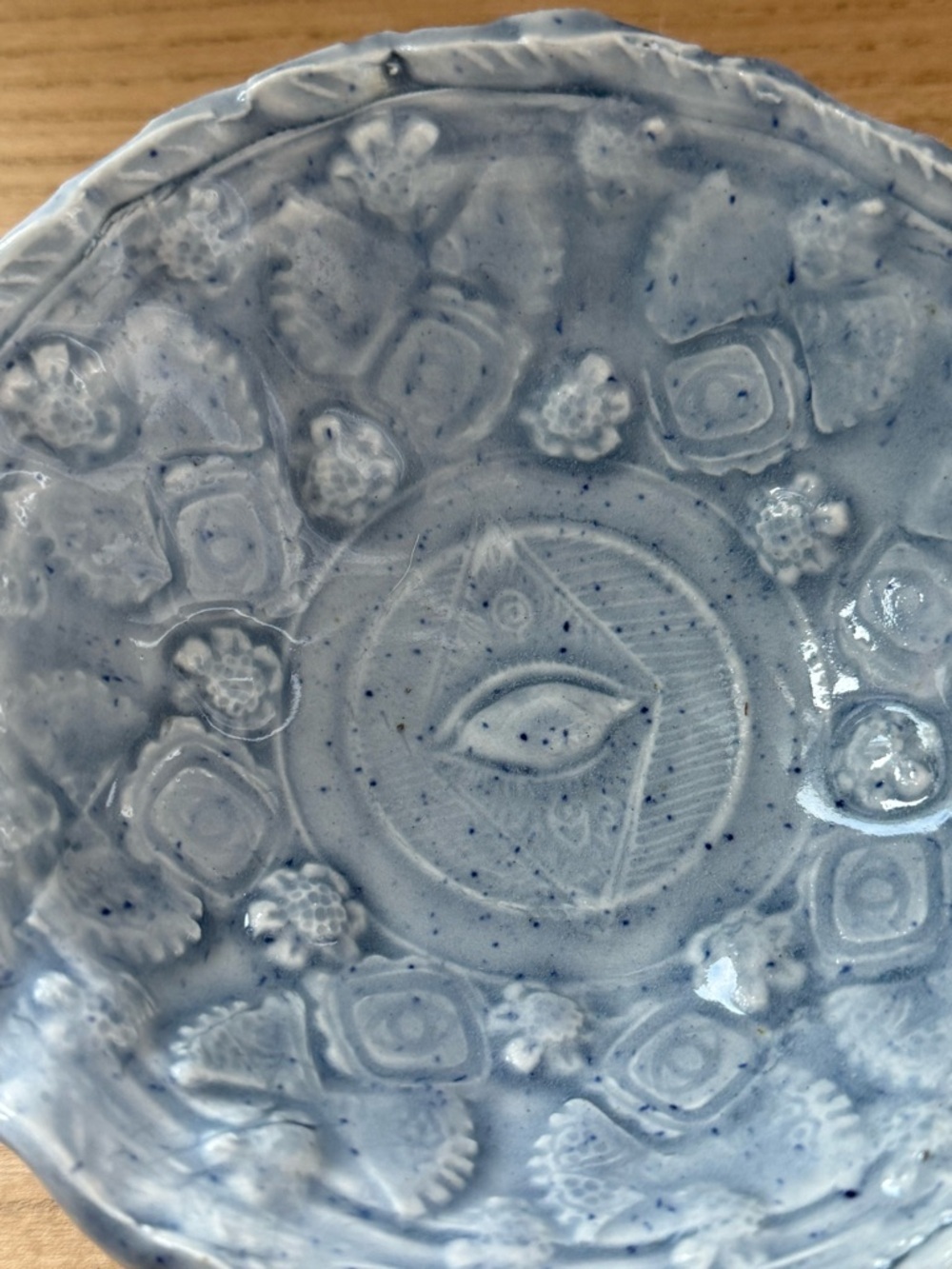 Signed Studio Pottery Blue Speckled Bowl Textured Handmade Ceramic - Picture 3 of 7